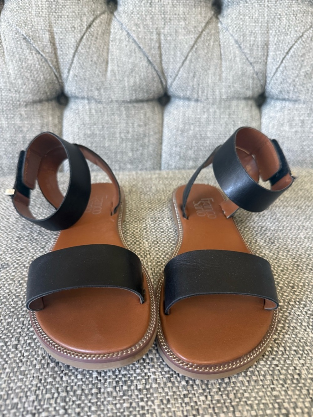 Franco sarto Black Ankle-Strap Sandals